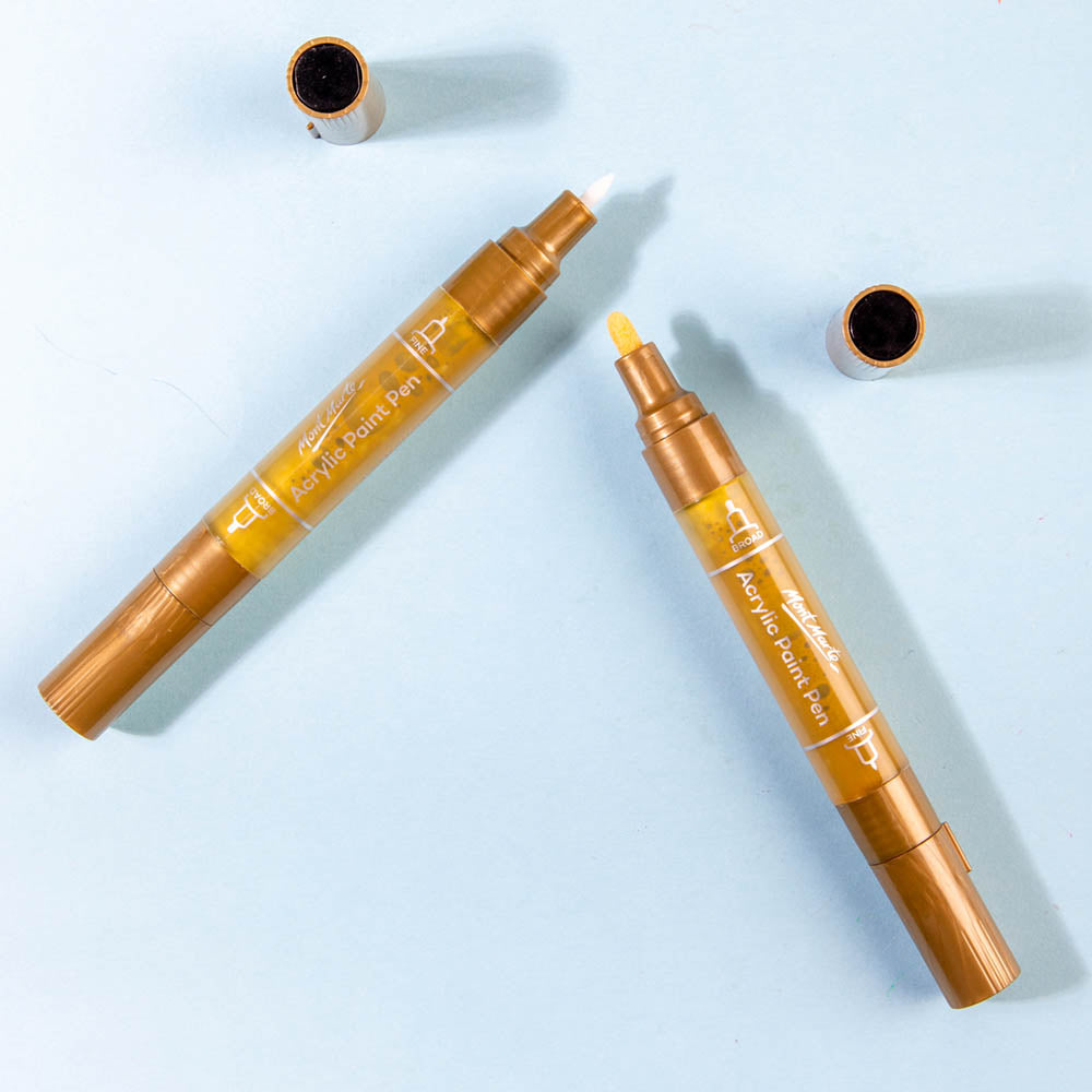 Mont Marte Dual Tip Acrylic Paint Pens Gold 2pc for Canvas, Rock Art & Crafts Secondary image