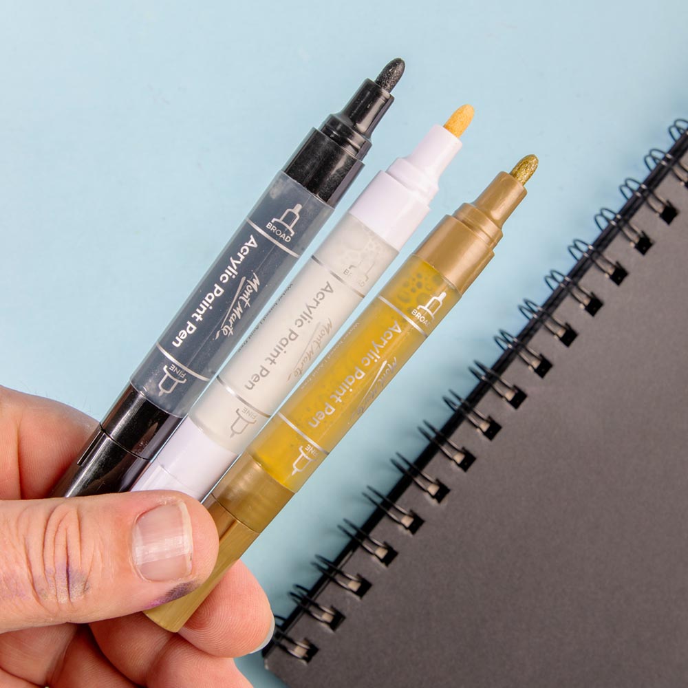 Mont Marte Dual Tip Acrylic Paint Pens Gold 2pc for Canvas, Rock Art & Crafts