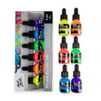 Mont Marte Fluoro Acrylic Ink Set 6pc x 20ml for Pouring, Illustration & Mixed Media Art