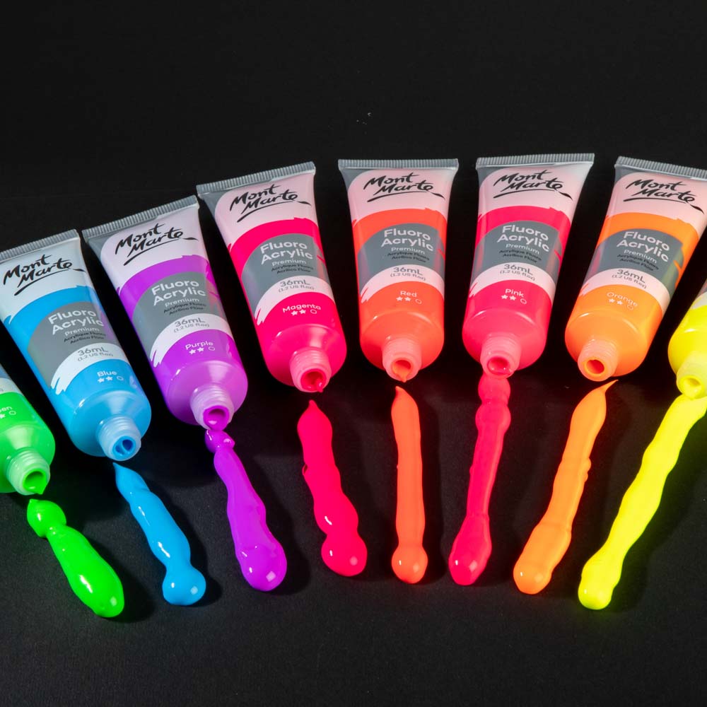 Mont Marte Fluorescent Acrylic Paint Set 8pc x 36ml - Al Masam Stationery LLC - art & craft - art & craft