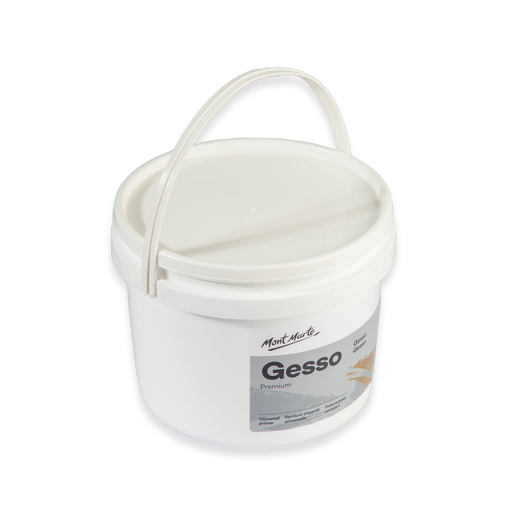 Mont Marte White Gesso Primer 1.89L Tub for Bulk Canvas & Studio Preparation