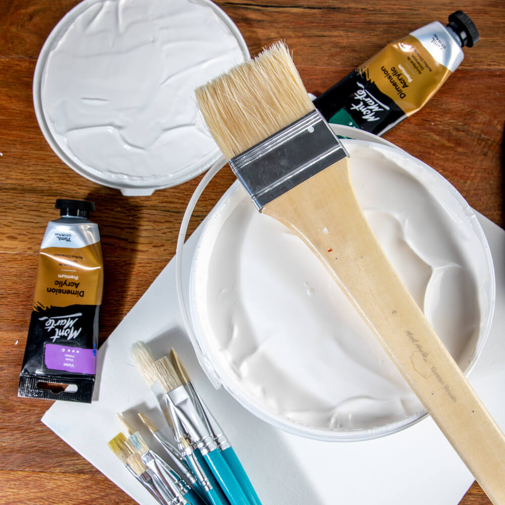 Mont Marte White Gesso Primer 1.89L Tub for Bulk Canvas & Studio Preparation