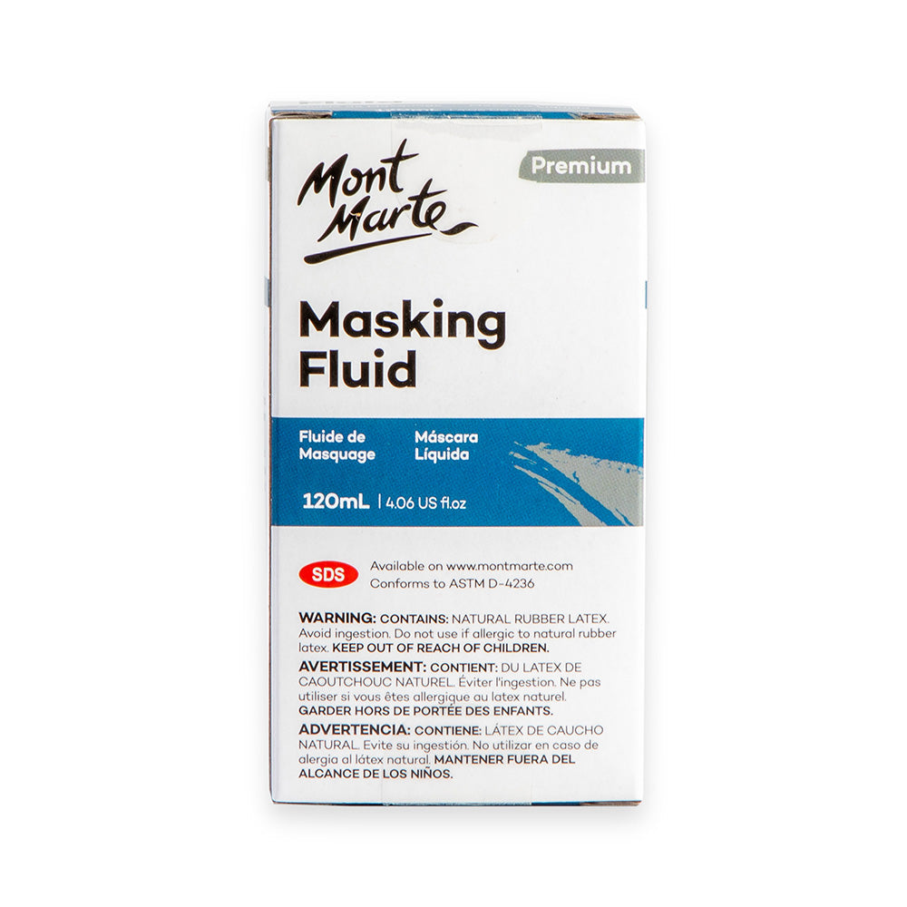 Mont Marte Masking Fluid 120ml for Watercolour Highlights & Clean Edge Painting