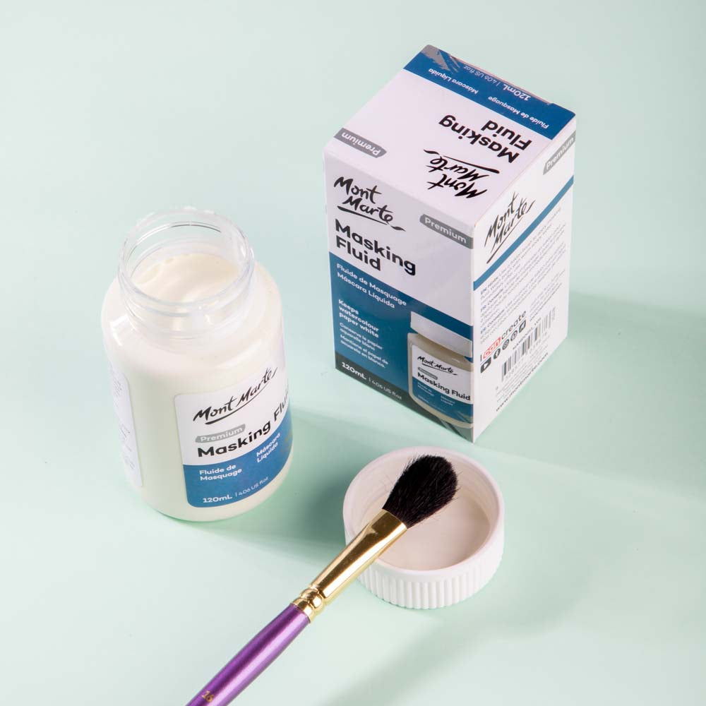 Mont Marte Masking Fluid 120ml for Watercolour Highlights & Clean Edge Painting