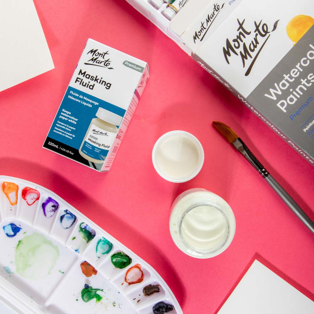 Mont Marte Masking Fluid 120ml for Watercolour Highlights & Clean Edge Painting