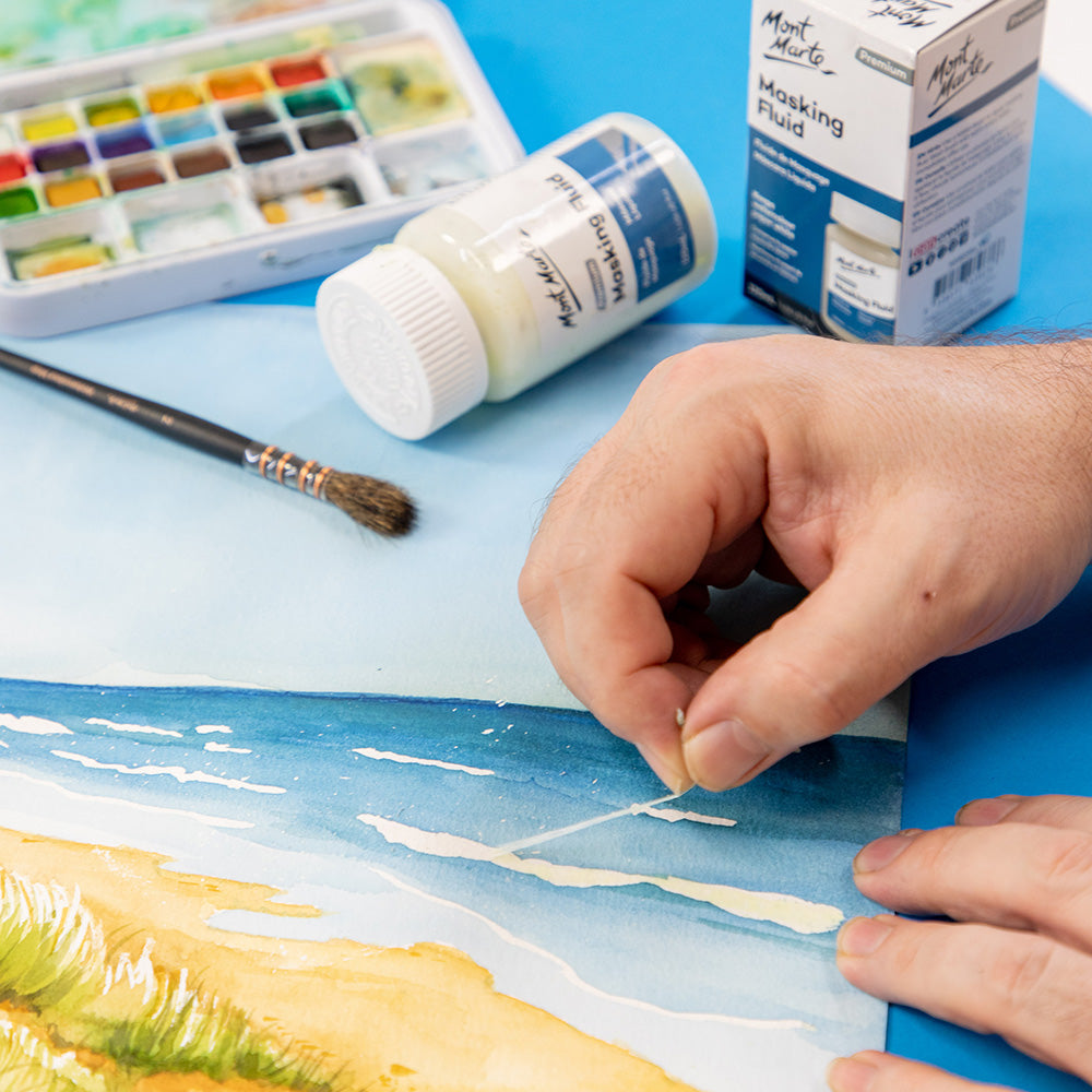 Mont Marte Masking Fluid 120ml for Watercolour Highlights & Clean Edge Painting