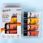Mont Marte Metallic Acrylic Paint Set 4pc x 50ml for Canvas, Craft & Decorative Art