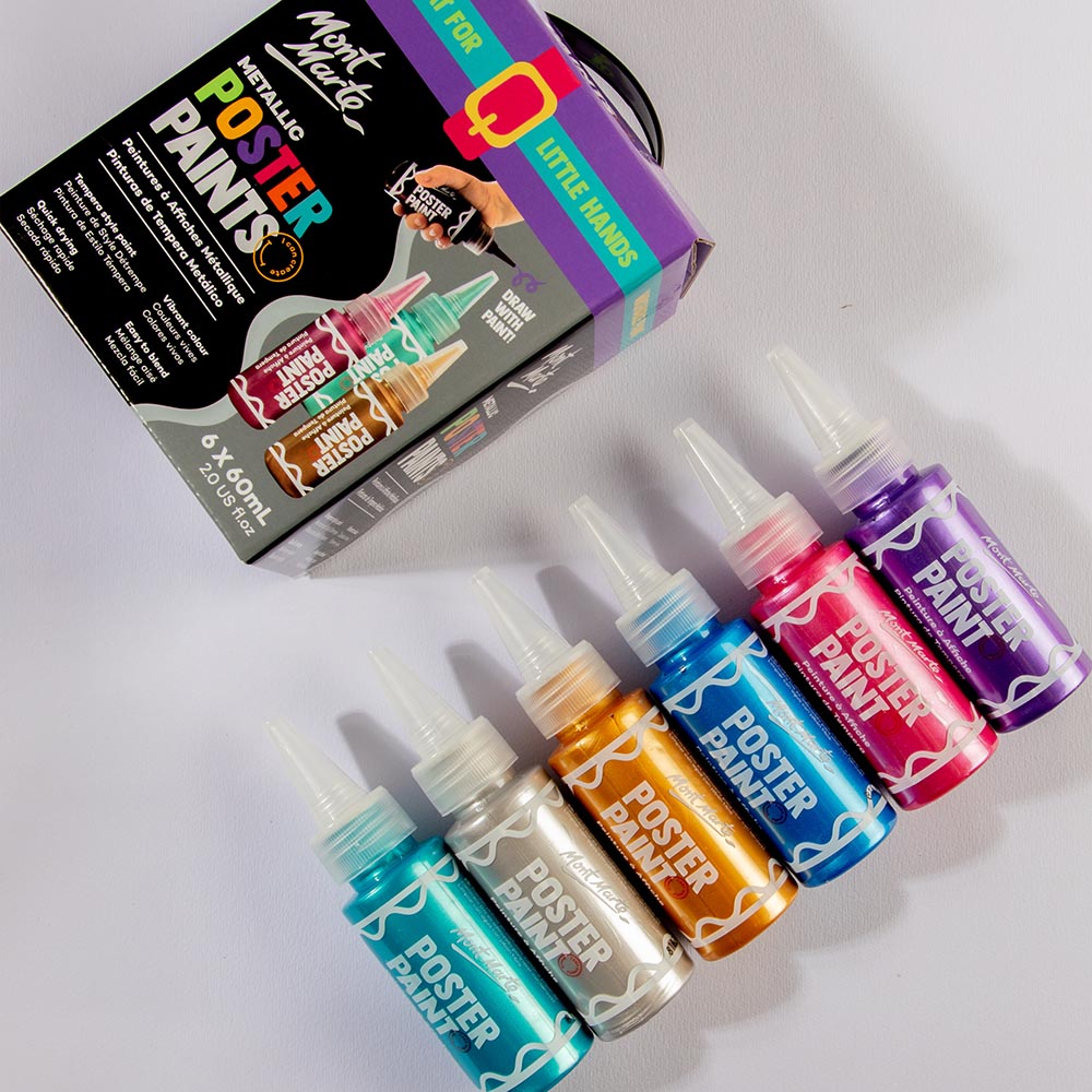 Mont Marte Metallic Poster Paint Set 6pc x 60ml for Crafts, Posters & Display Art Secondary image