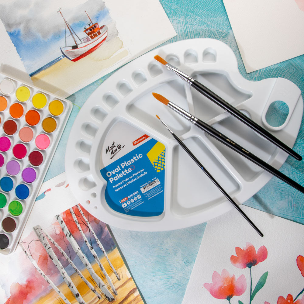 Mont Marte Oval Plastic Palette 34x25cm - Al Masam Stationery LLC - Brushes & Rollers - Brushes & Rollers