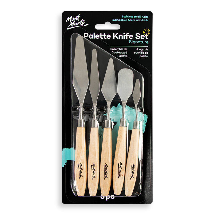 Mont Marte Stainless Steel Palette Knife Set 5pc for Acrylic, Oil & Texture Painting - Al Masam Stationery LLC - art & craft - art & craft