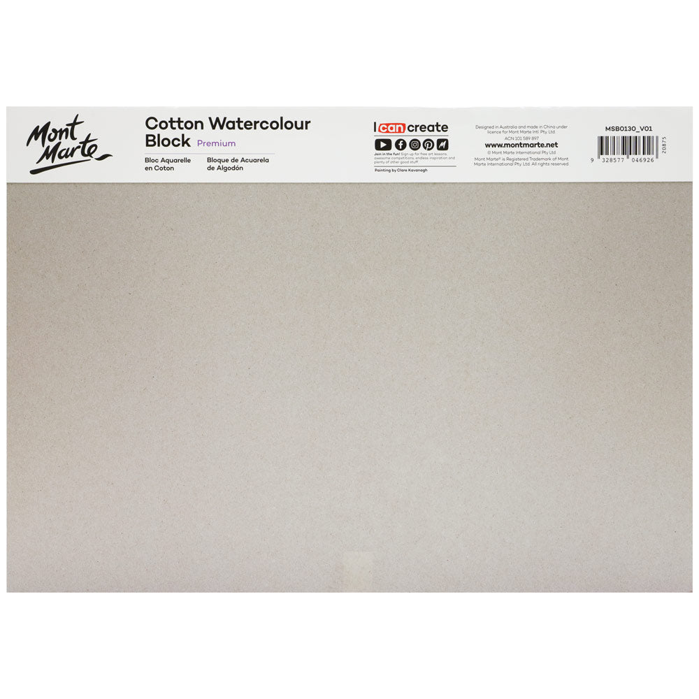 Mont Marte Cotton Watercolour Paper Pad 300gsm A3 12 Sht - Al Masam Stationery LLC - Paint & Mix Media Surfaces - Paint & Mix Media Surfaces