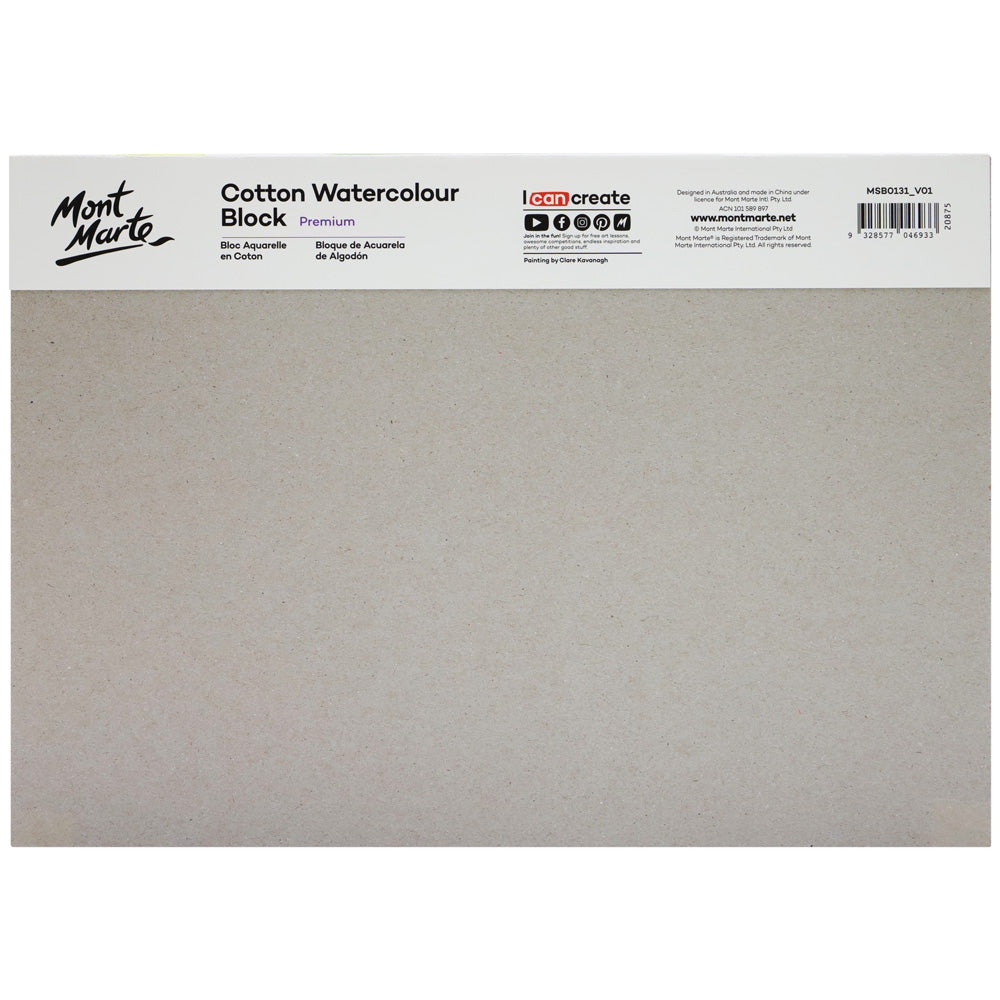 Mont Marte Cotton Watercolour Paper Pad 300gsm A4 12 Sht