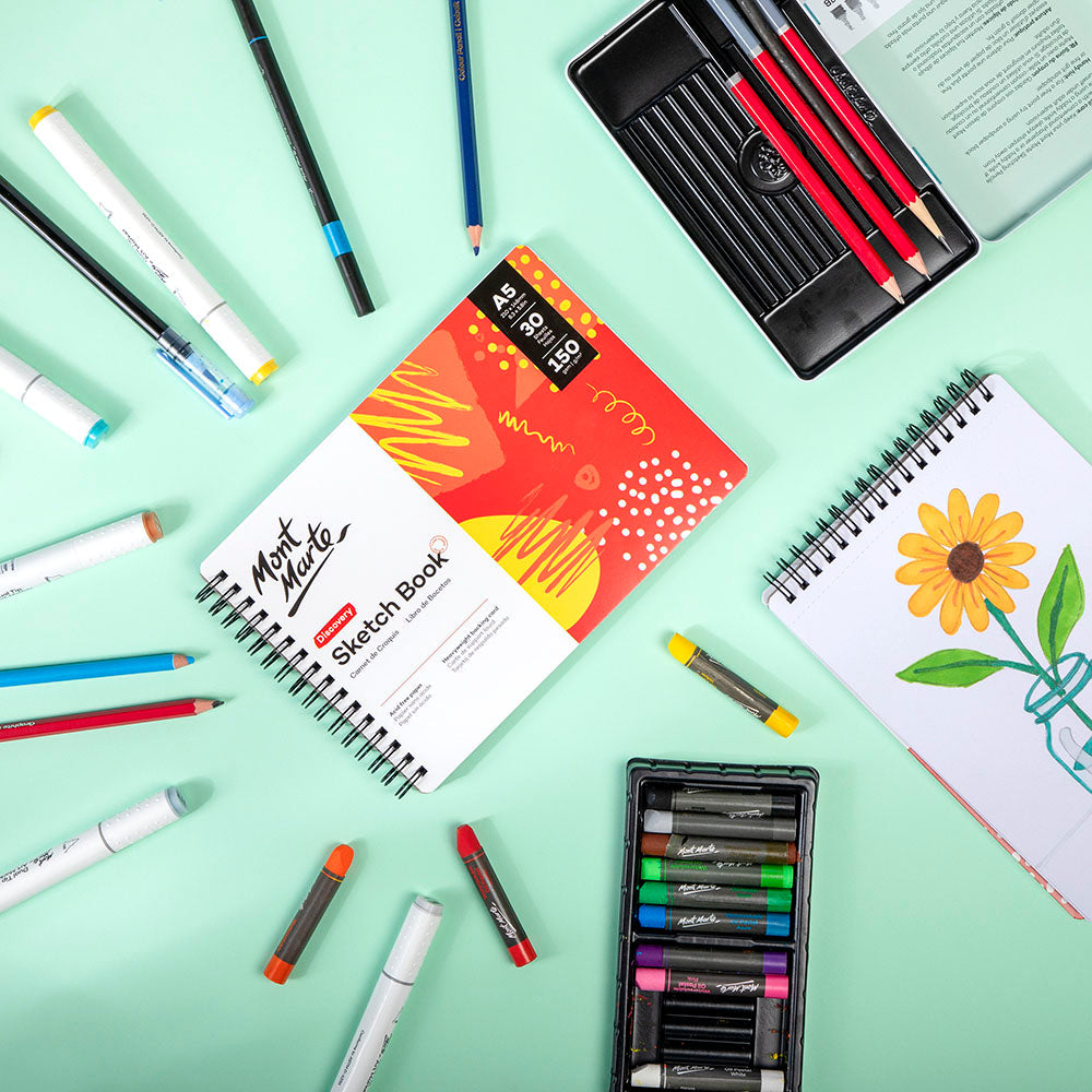 Mont Marte Discovery Sketch Book 150gsm A5 - Al Masam Stationery LLC - Sketching, Pastel & Marker Surfaces - Sketching, Pastel & Marker Surfaces