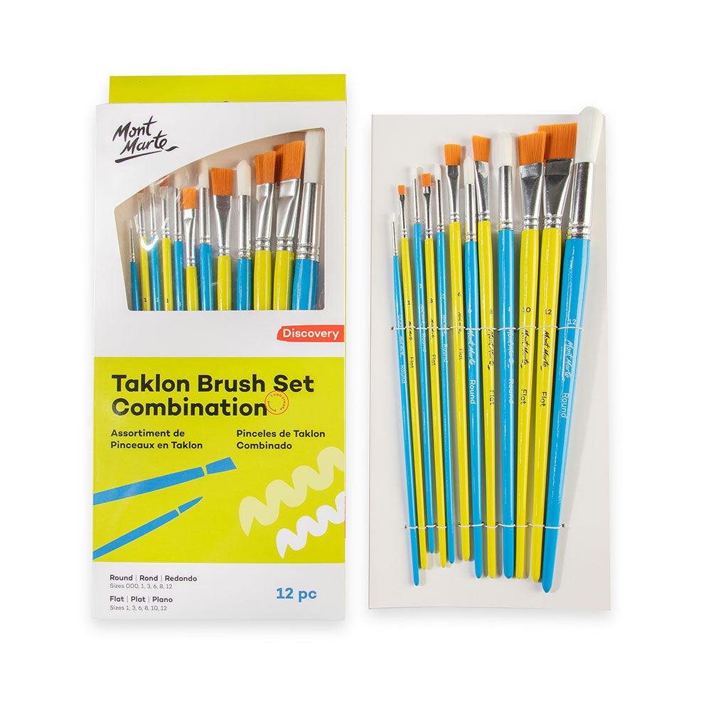 Mont Marte Taklon Combination Brush Set 12pc for Acrylic, Watercolour & Craft Painting Secondary image