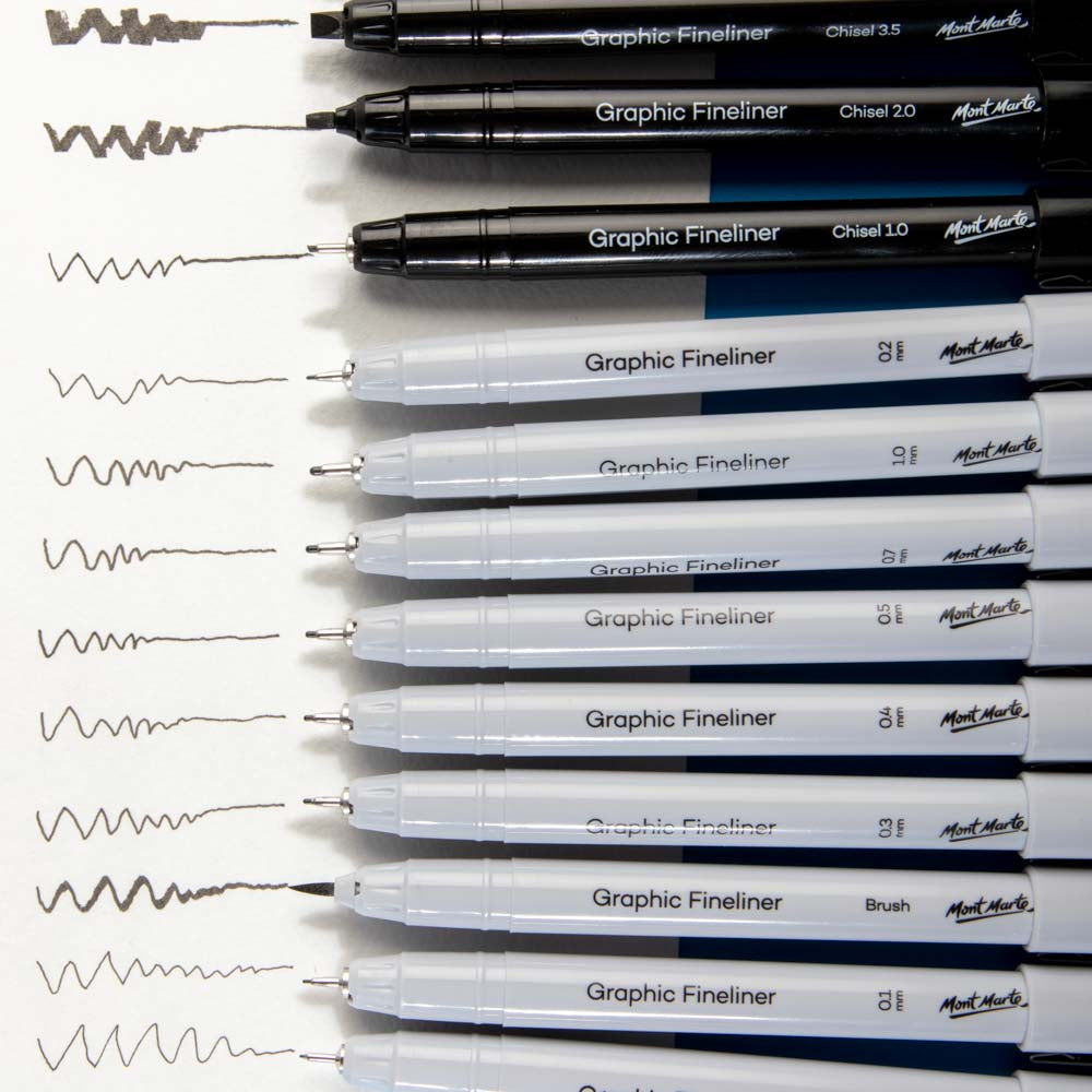 Mont Marte Technical Drawing Pens 12pc for Architecture, Illustration & Fine Line Ink Art