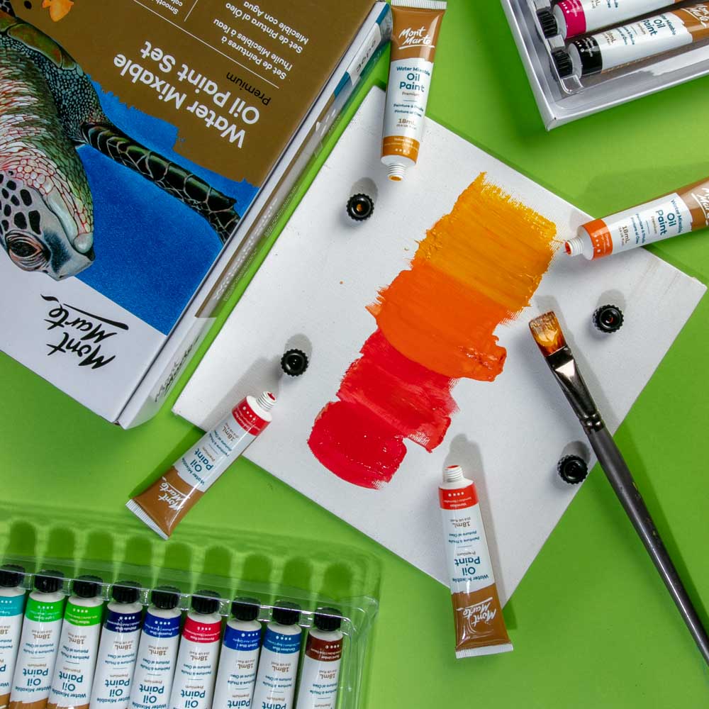 Mont Marte Water Mixable Oil Paint Set 36pc x 18ml for Studio Canvas Painting