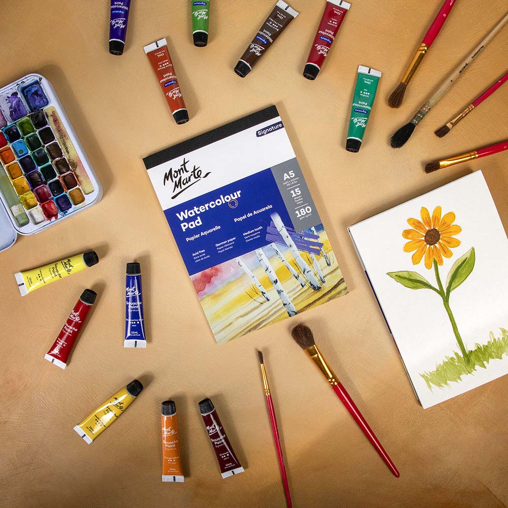 Mont Marte Watercolour Pad German Paper A5 180gsm 15sht - Al Masam Stationery LLC - Paint & Mix Media Surfaces - Paint & Mix Media Surfaces