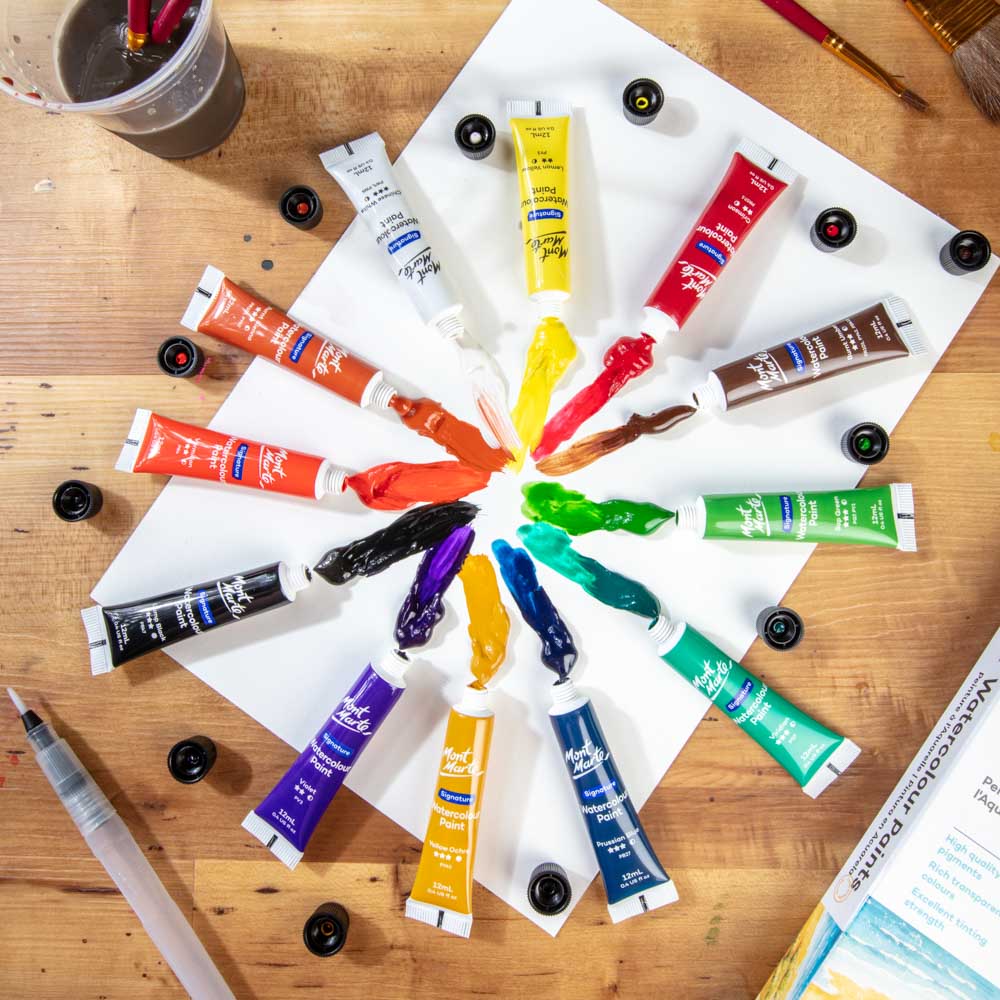 Mont Marte Watercolour Paint Set 12pc x 12ml for Beginners, Students & Art Projects