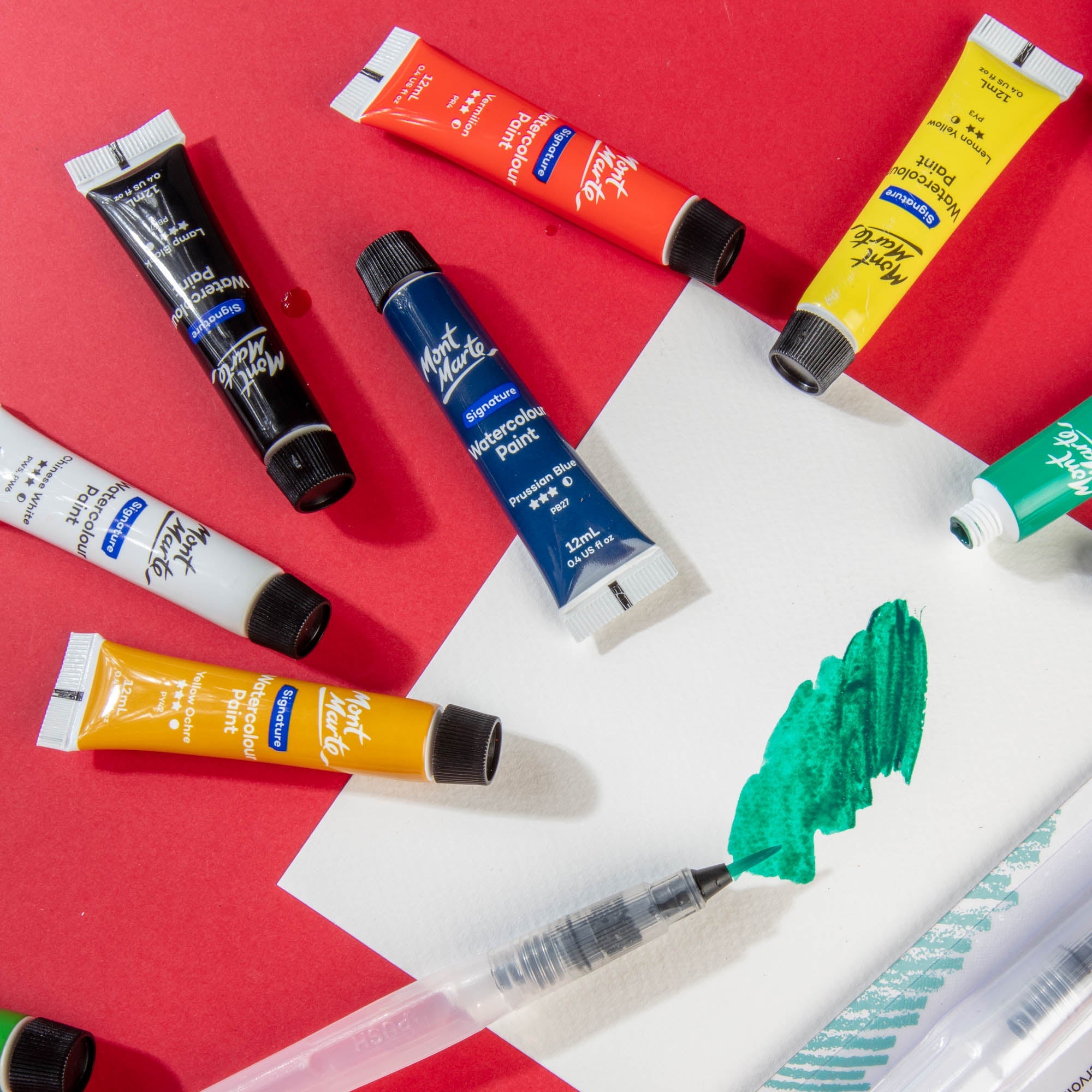 Mont Marte Watercolour Paint Set 12pc x 12ml for Beginners, Students & Art Projects
