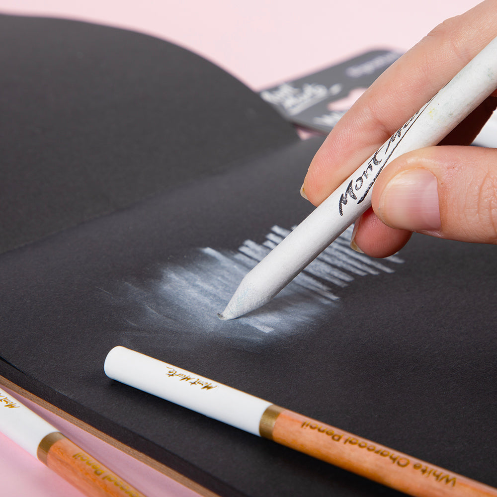 Mont Marte White Charcoal Pencils 3pc for Highlights on Dark Paper & Sketching