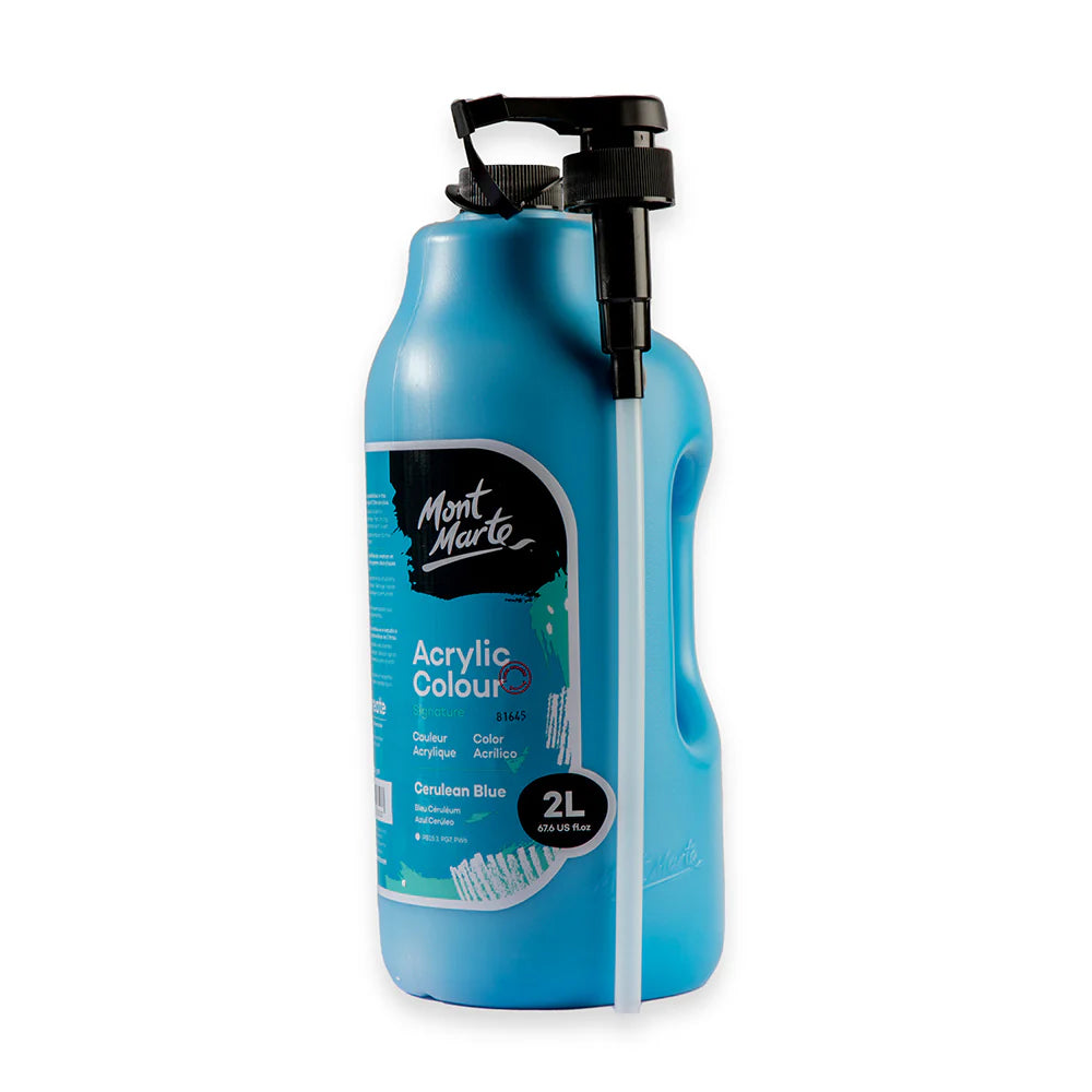 Mont Marte Acrylic Colour Paint 2L Pump Cerulean Blue for Bulk School, Studio & Poster Art Main image