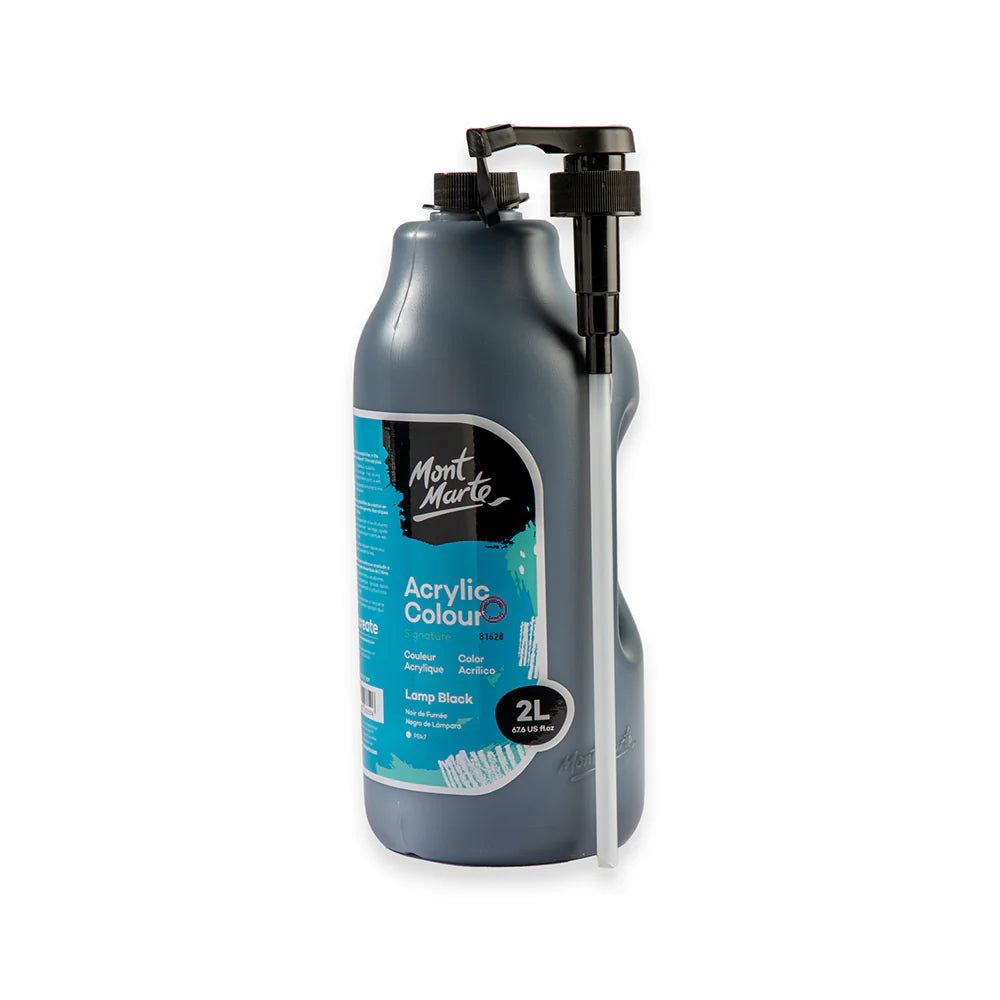 Mont Marte Acrylic Colour Paint 2L Pump Lamp Black for Bulk School, Studio & Poster Art Main image