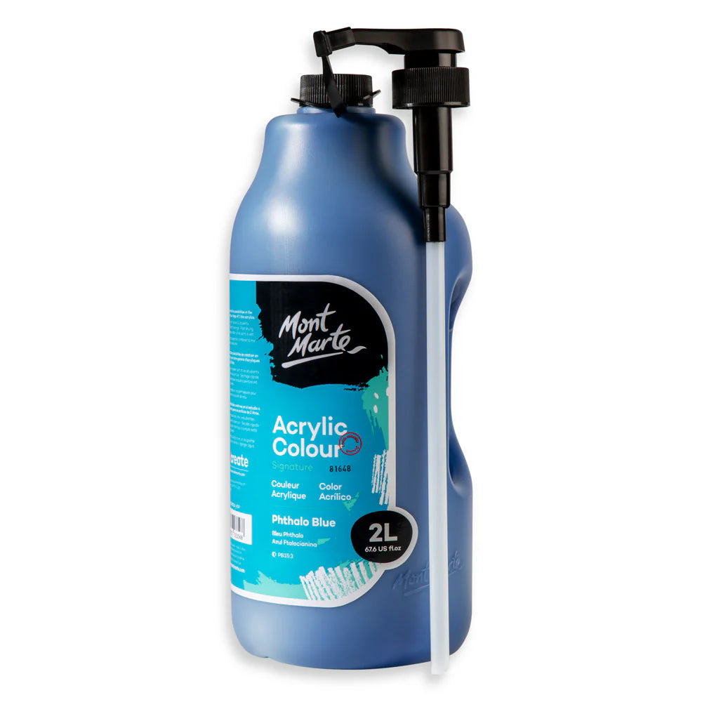Mont Marte Acrylic Colour Paint 2L Pump Phthalo Blue for Bulk School, Studio & Poster Art Main image