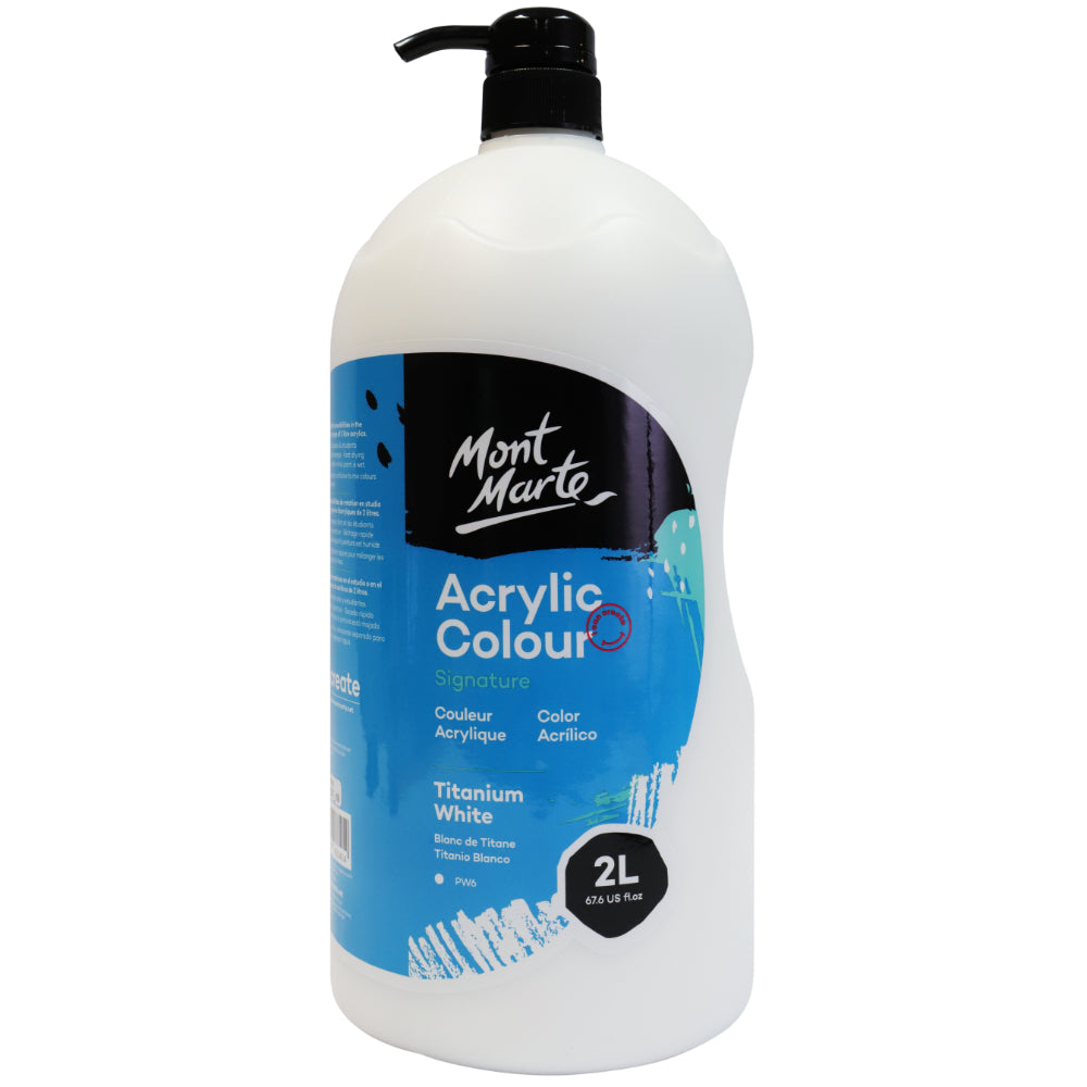 Mont Marte Acrylic Colour Paint 2L Pump Titanium White for Bulk School, Studio & Poster Art Main image