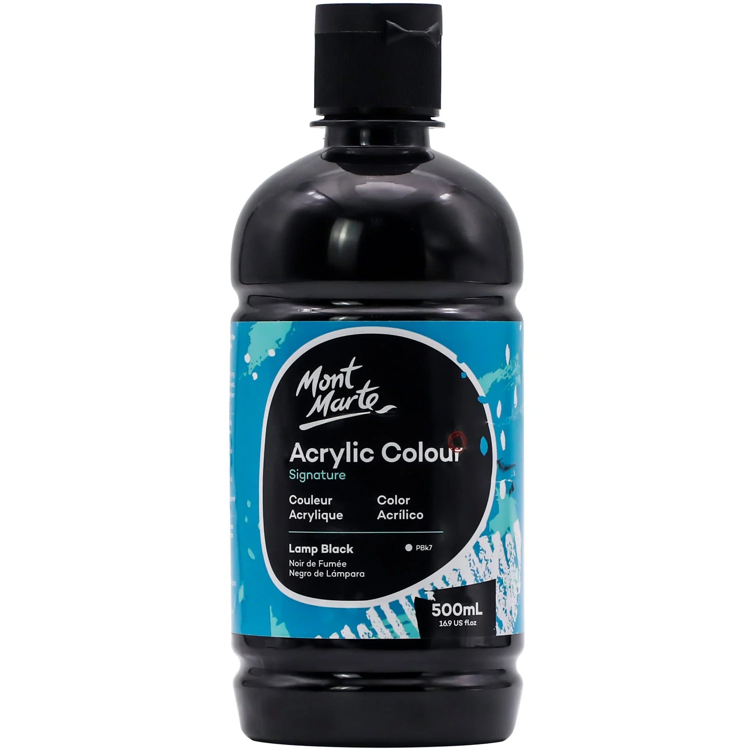 Mont Marte Acrylic Colour Paint 500ml Bottle Lamp Black for School, Studio & Craft Use Main image