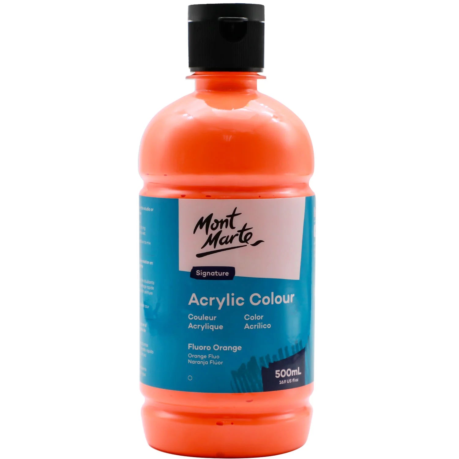 Mont Marte Acrylic Colour Paint 500ml Bottle Orange for School, Studio & Craft Use