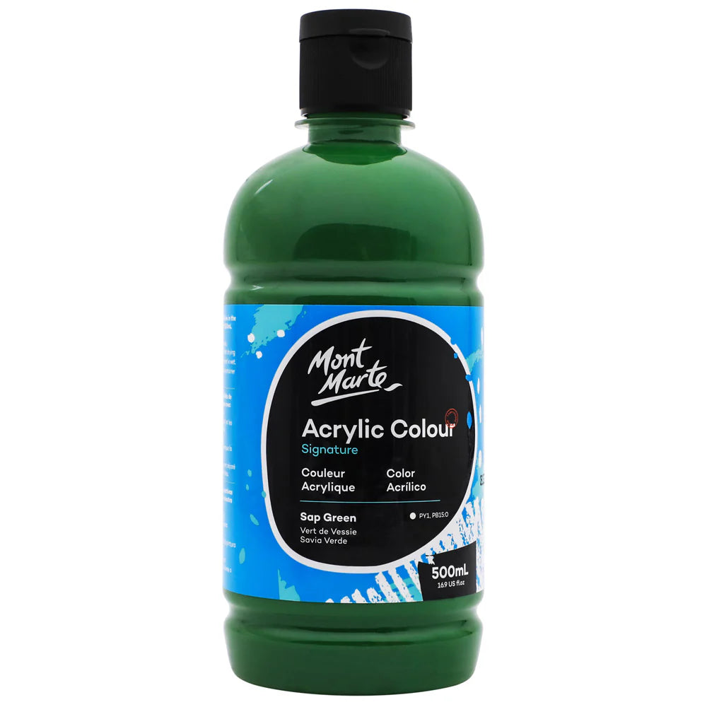 Mont Marte Acrylic Colour Paint 500ml Bottle Sap Green for School, Studio & Craft Use Main image