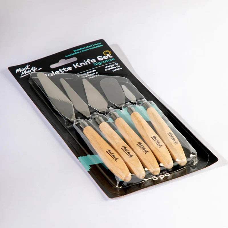Mont Marte Stainless Steel Palette Knife Set 5pc for Acrylic, Oil & Texture Painting Main image