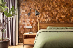 ELMAS Elegant Hexagonal Black Walnut Wall Panel