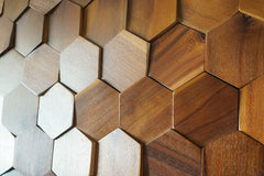 ELMAS Elegant Hexagonal Black Walnut Wall Panel