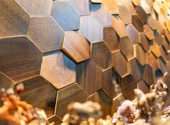 ELMAS Elegant Hexagonal Black Walnut Wall Panel