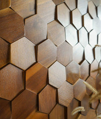 ELMAS Elegant Hexagonal Black Walnut Wall Panel