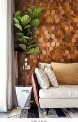 ELMAS Elegant Hexagonal Black Walnut Wall Panel