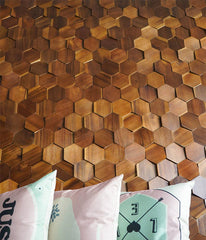 ELMAS Elegant Hexagonal Black Walnut Wall Panel