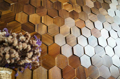 ELMAS Elegant Hexagonal Black Walnut Wall Panel