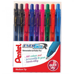 Pentel Energel-X Metal Tip 0.7mm Multicolor 10 Pcs Pack - Al Masam Stationery LLC