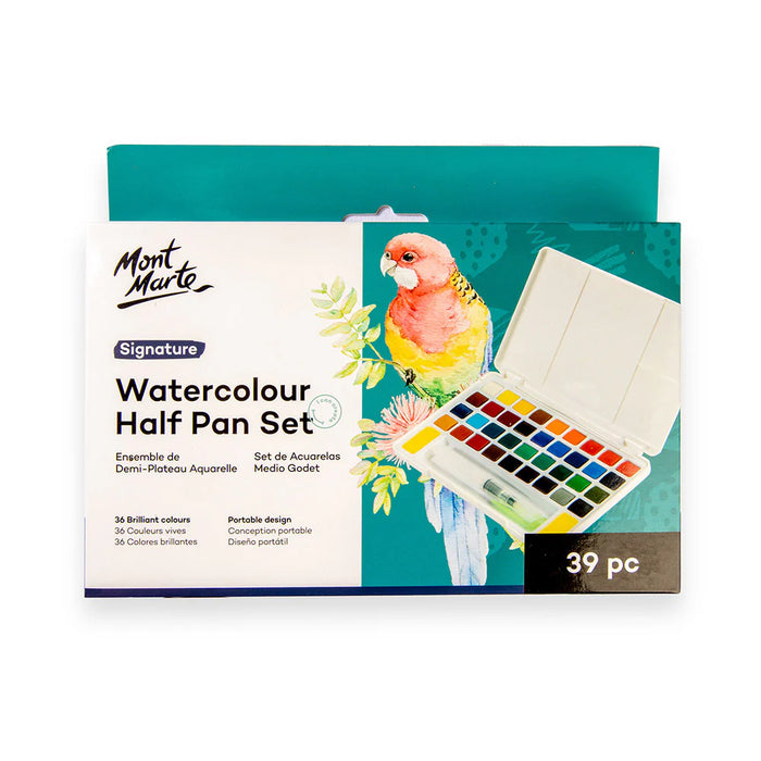 Mont Marte Watercolour Half Pan Set 39pc for Travel, Sketching & Professional Colour Range - Al Masam Stationery LLC - art & craft - art & craft