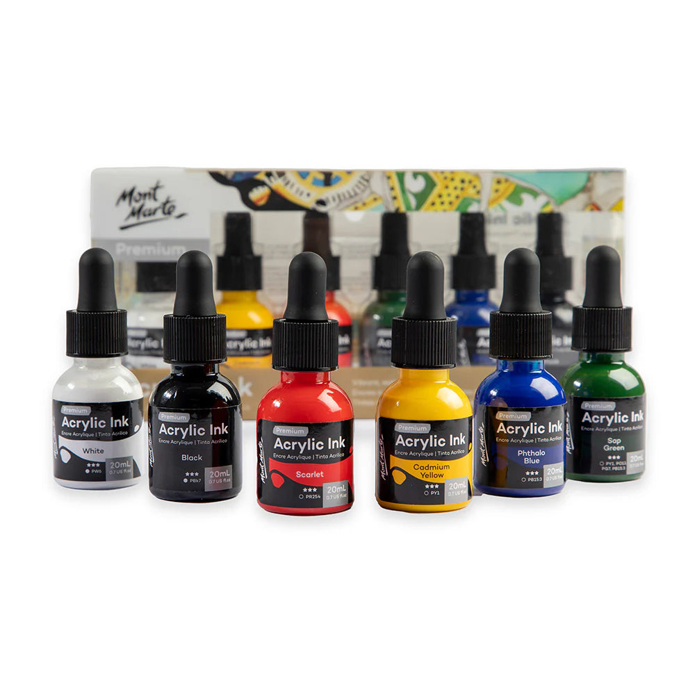Mont Marte Acrylic Ink Set 6pc x 20ml for Pouring, Illustration & Mixed Media Art Main image