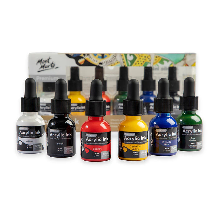 Mont Marte Acrylic Ink Set 6pc x 20ml for Pouring, Illustration & Mixed Media Art - Al Masam Stationery LLC - art & craft - art & craft