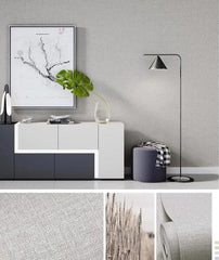 ELMAS Japanese Linen Solid Gray Wallpaper for Living Room - Al Masam Stationery LLC