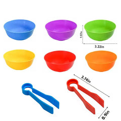 ELMAS Rainbow Counting Pompoms Sorting Cup Toys