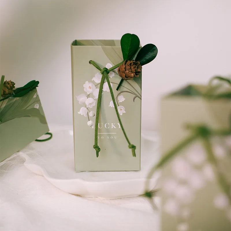 ELMAS Elegant Square Gift Bags With Artificial Flower - Al Masam Stationery LLC