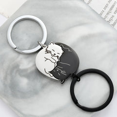 ELMAS Black Cat Couples Keychain - Love Puzzle Gift