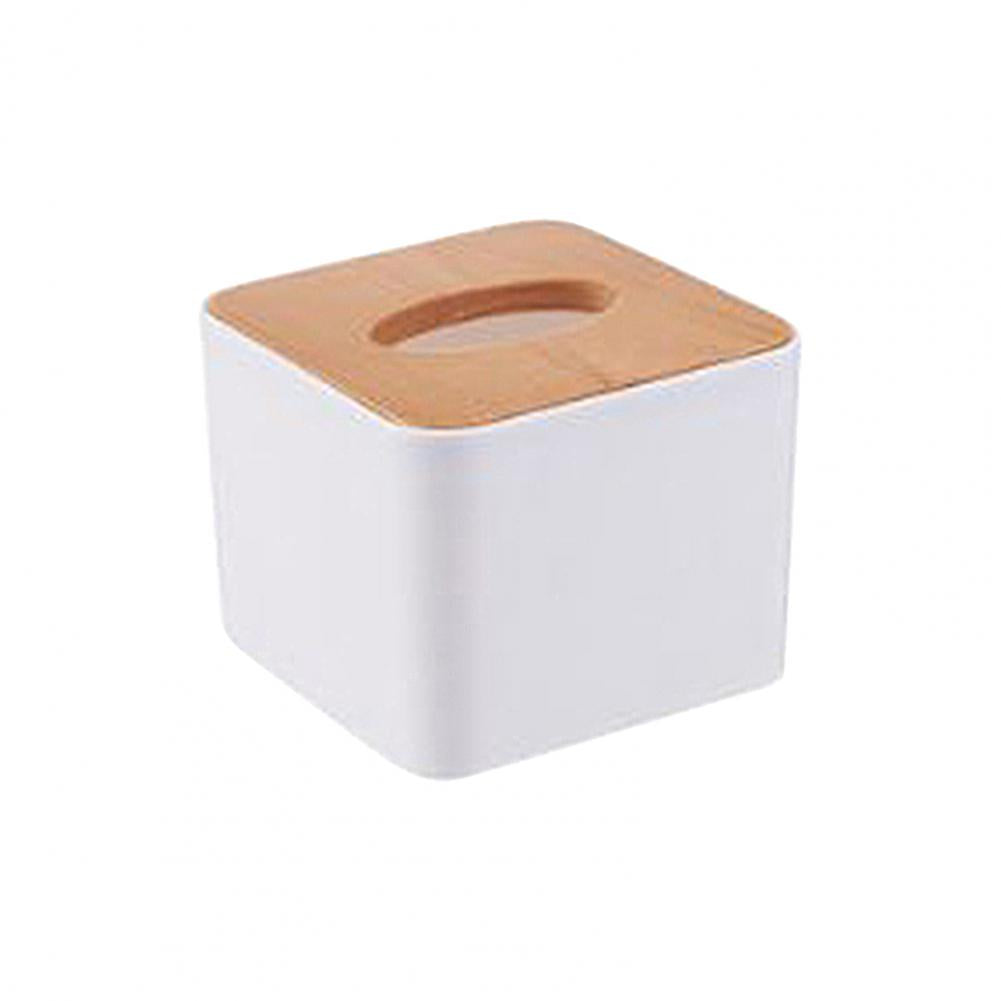 ELMAS Modern Tissue Box with Wooden Lid for Home & Car - Al Masam Stationery LLC