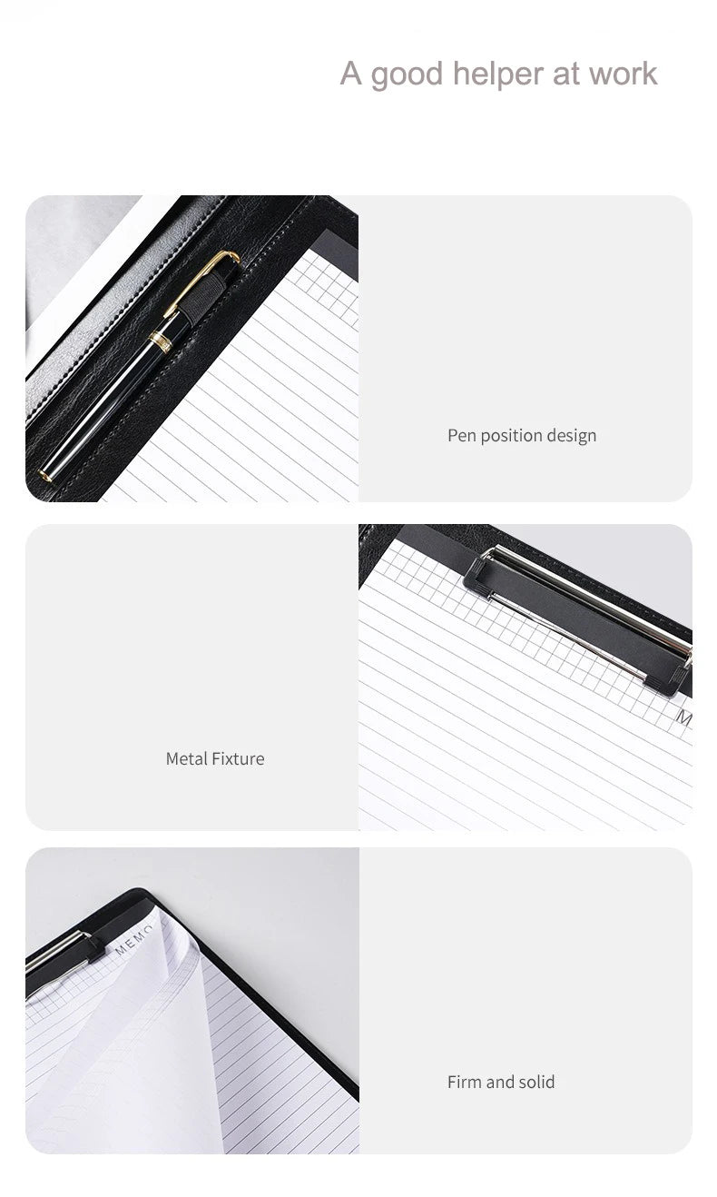 ELMAS Premium Leather A4 Portfolio Organizer - Black - Al Masam Stationery LLC