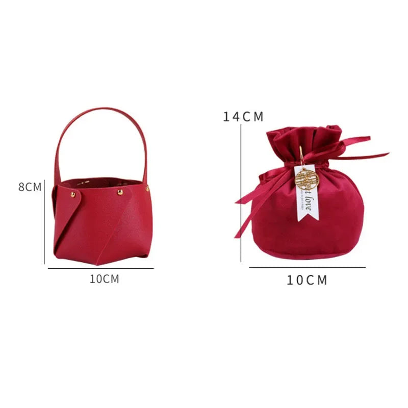 ELMAS Stylish Leather Gift Bag With Velvet Candy Box - Al Masam Stationery LLC